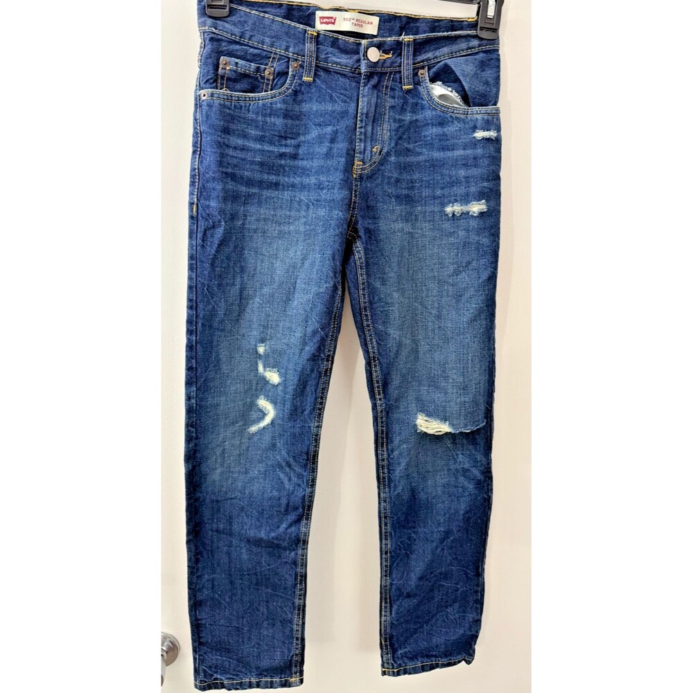 Levi's Boys Jeans 502 Regular 12 Waist 26 inches Taper Denim Teens Distressed